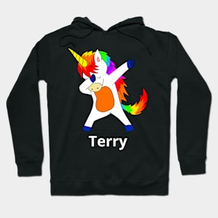 Terry First Name Personalized Dabbing Unicorn Hoodie